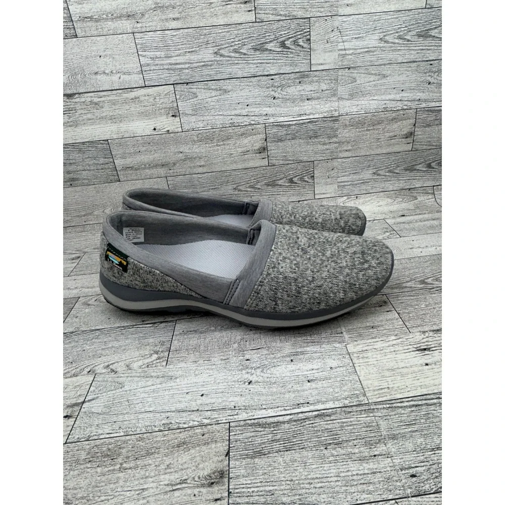 LL Bean Womens Everyday Slip-On Shoes Gray Knit Loafers 503514‎ Size 9 Medium